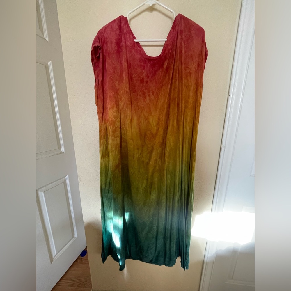 Hand dyed Rainbow Kaftan by Katie Diamond Wolff